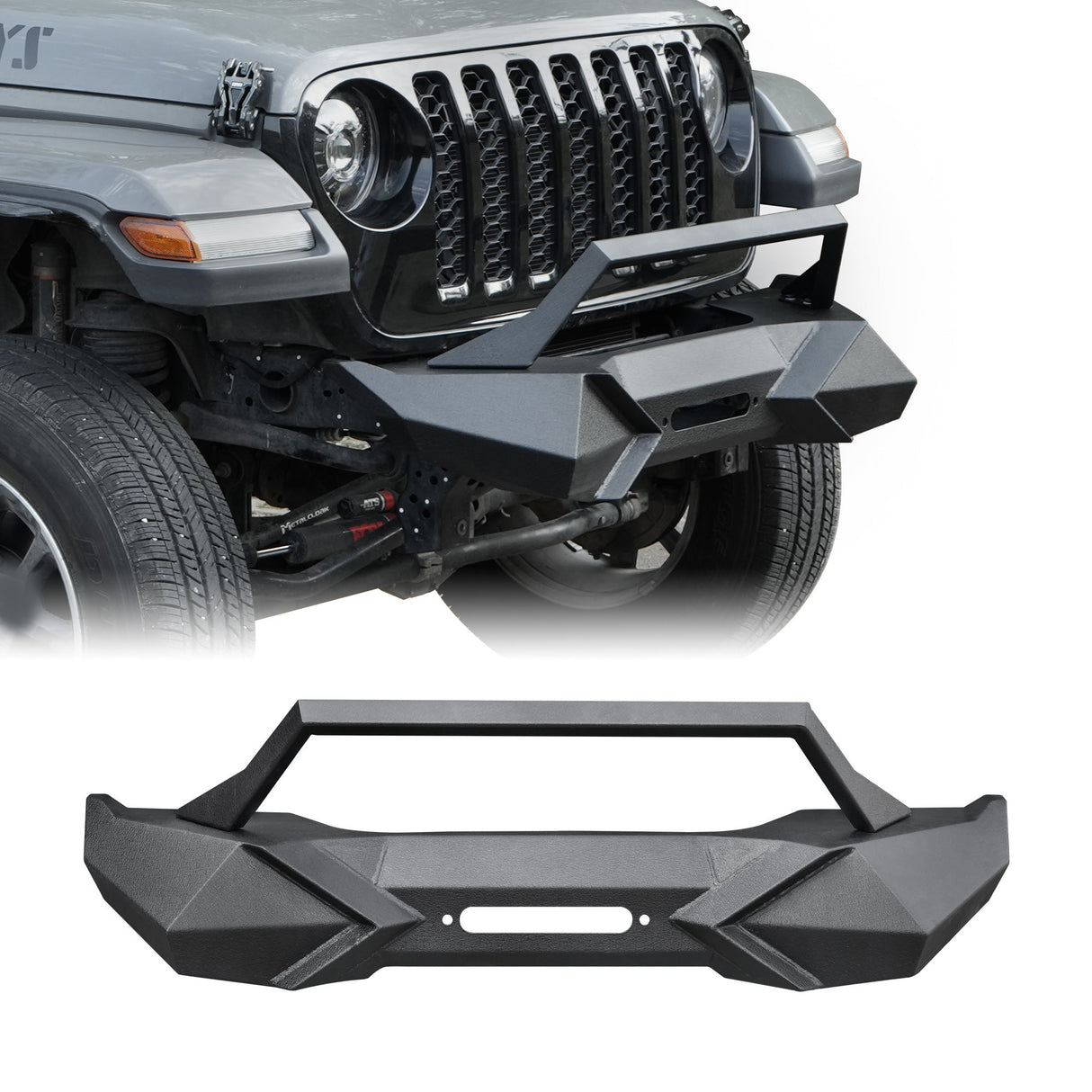X Style Front Bumper with Winch Plate Compatible with Wrangler JK (2007-2017)