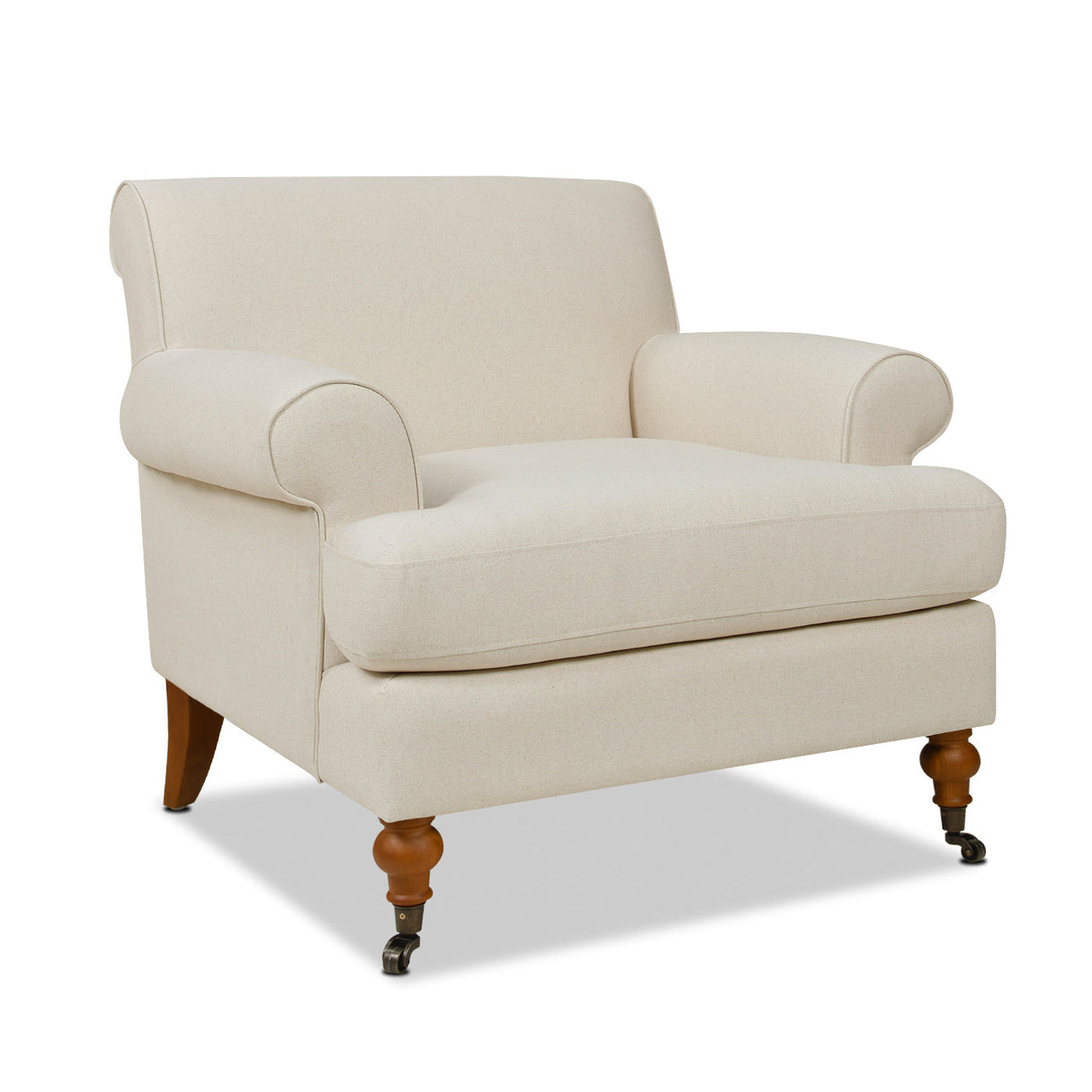 Alana 38' Lawson Accent Arm Chair Metal Casters, Light Beige Linen