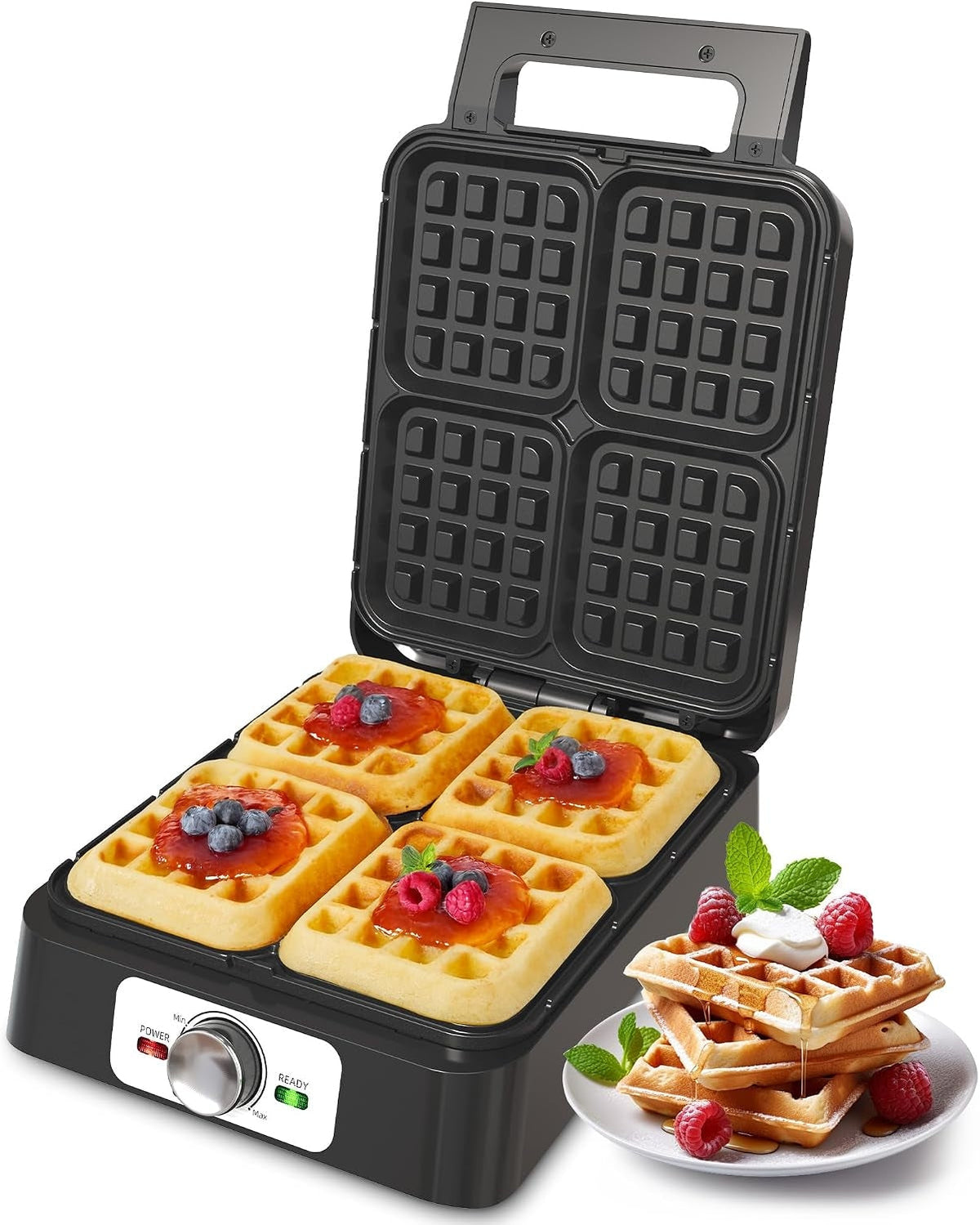 Stainless Steel 4 Slices Belgian Waffle Maker
