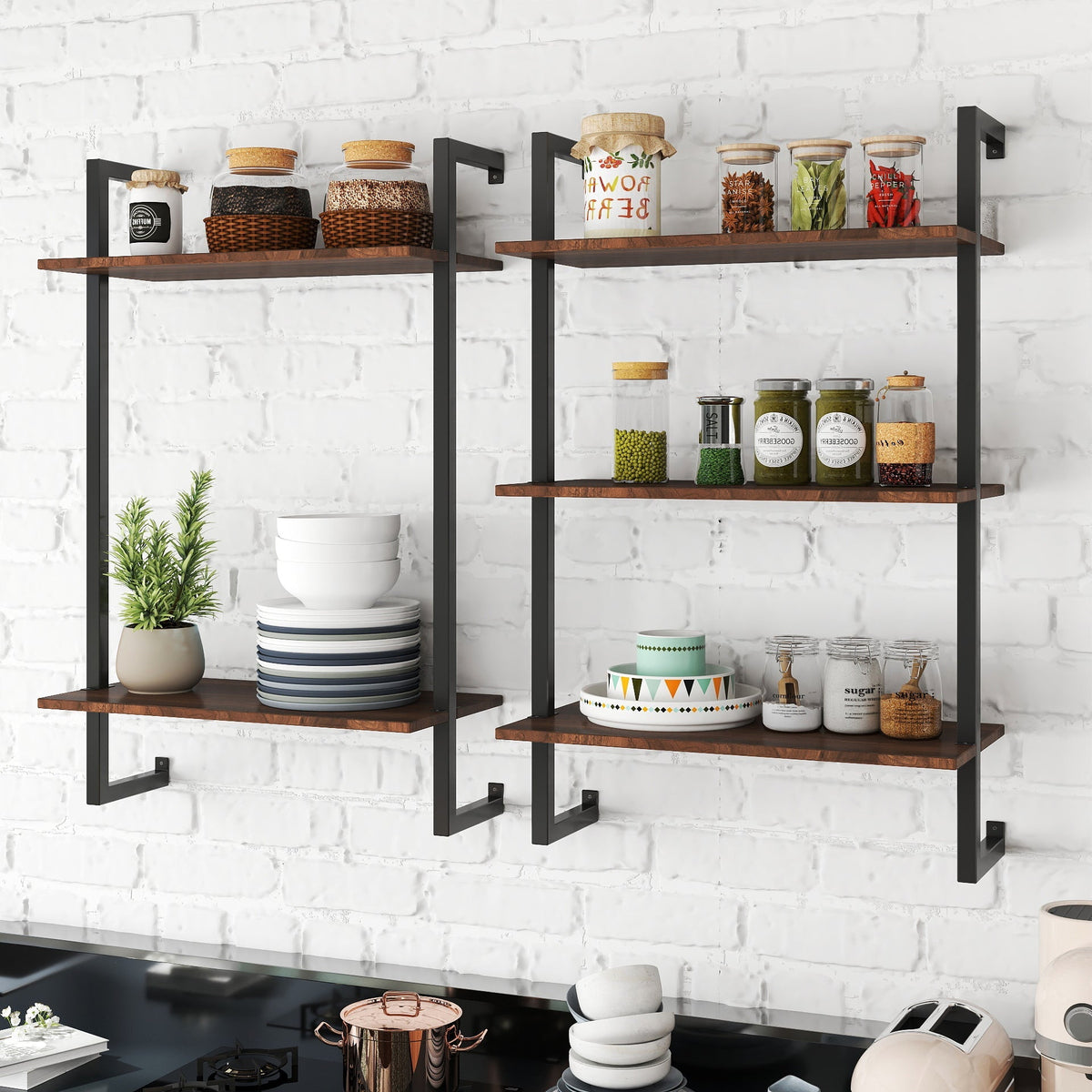 3 Tier and 2 Tier Bathroom Shelves Metal, Wood Hanging Storage Bookshelf