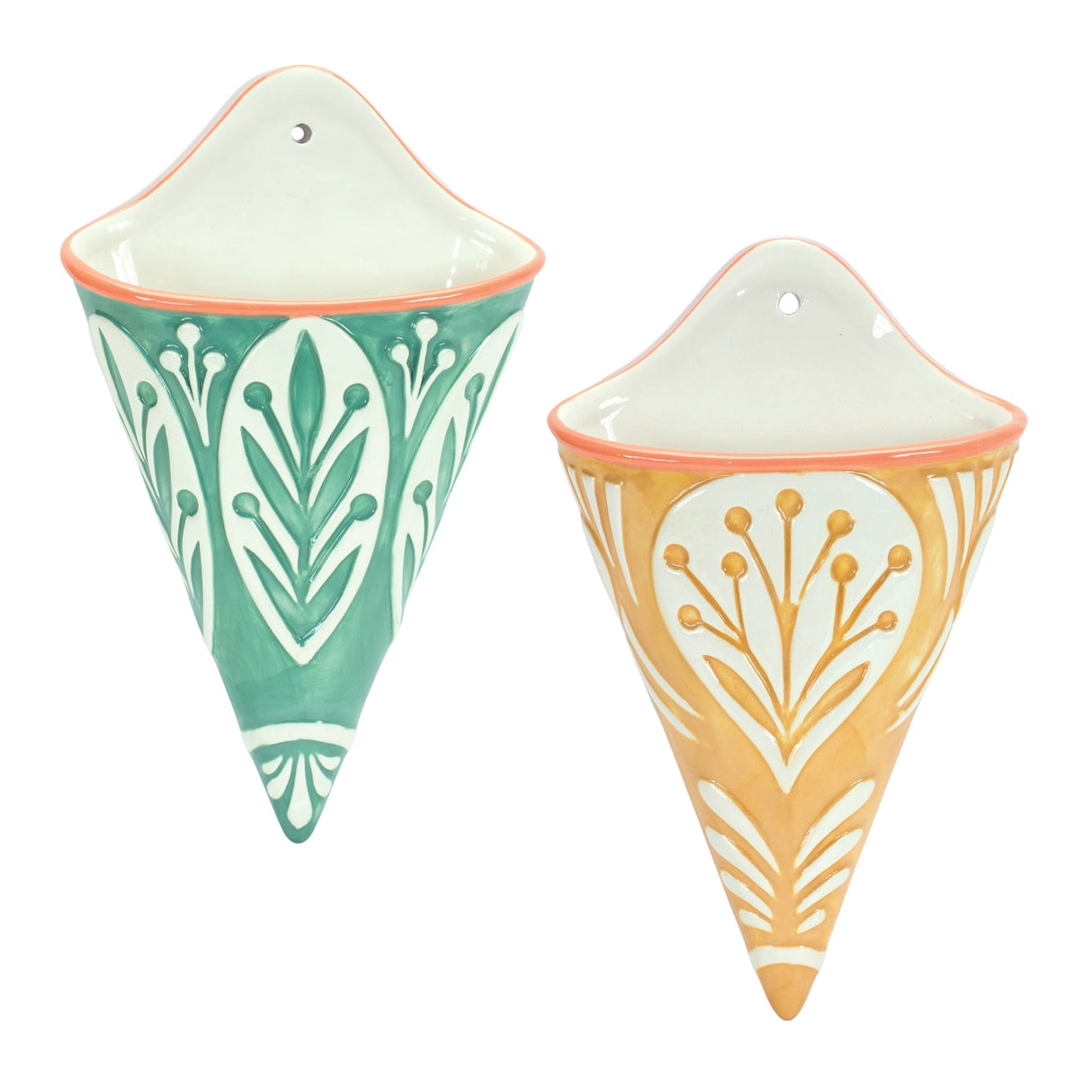 Ornamental-Ceramic-Wall-Pocket-(Set-of-2)-Christmas-Ornaments