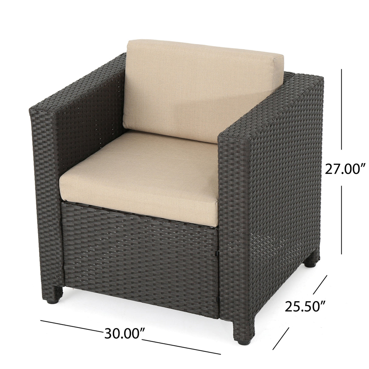 PUERTA Club Chair MP1 Outdoor Comfort Weather-Resistant Cushions Mixed Black Faux Rattan