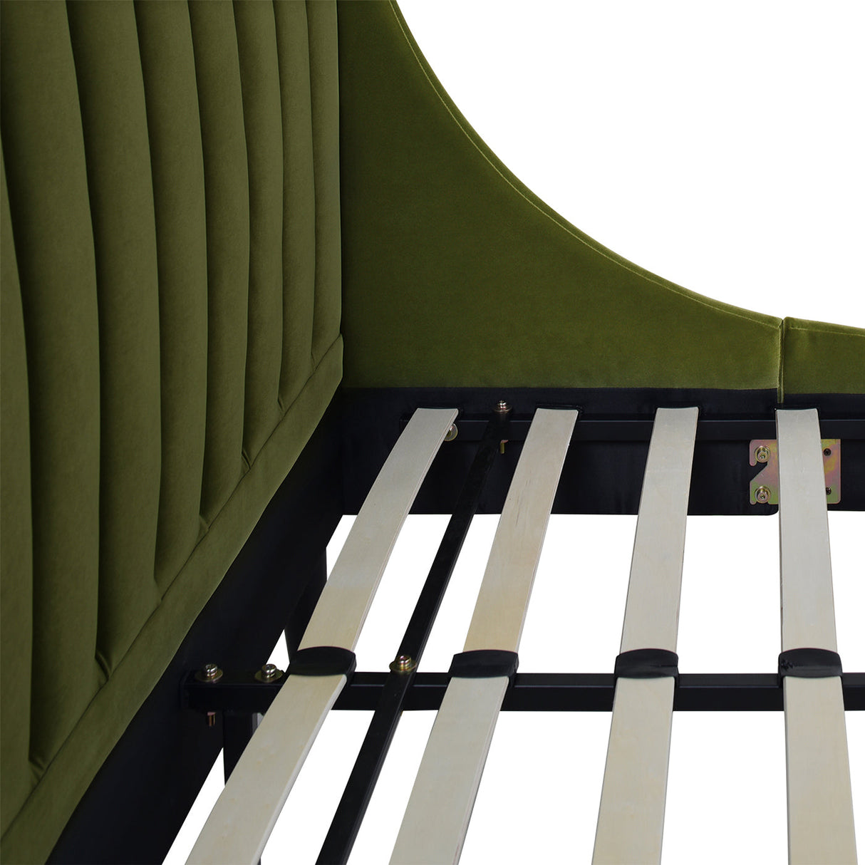 Aspen Vertical Tufted Headboard Platform Bed Set, King, Olive Green Performance Velvet