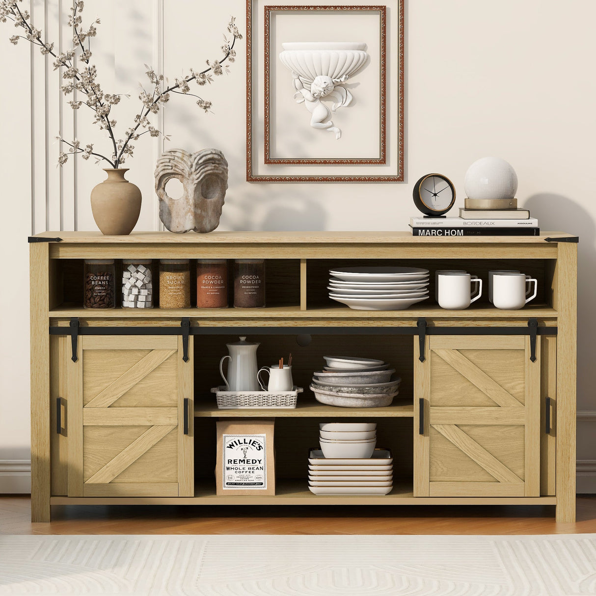 U_STYLE 59.3'' Sideboard with Sliding Barn Door