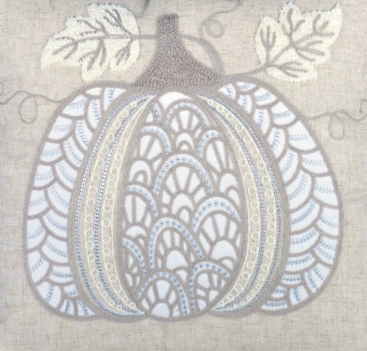 Lace Embroidered Pumpkin Throw Pillow – Set of 2