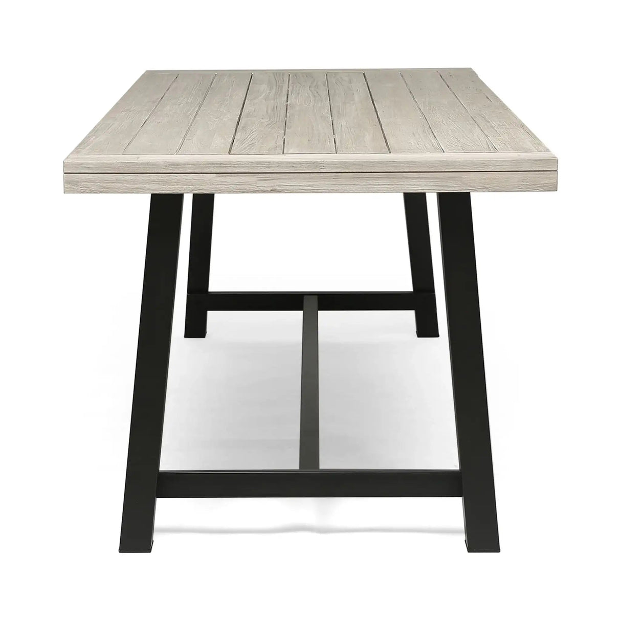 Equilibrium Outdoor Dining Table with Wooden Frame and Slat Top