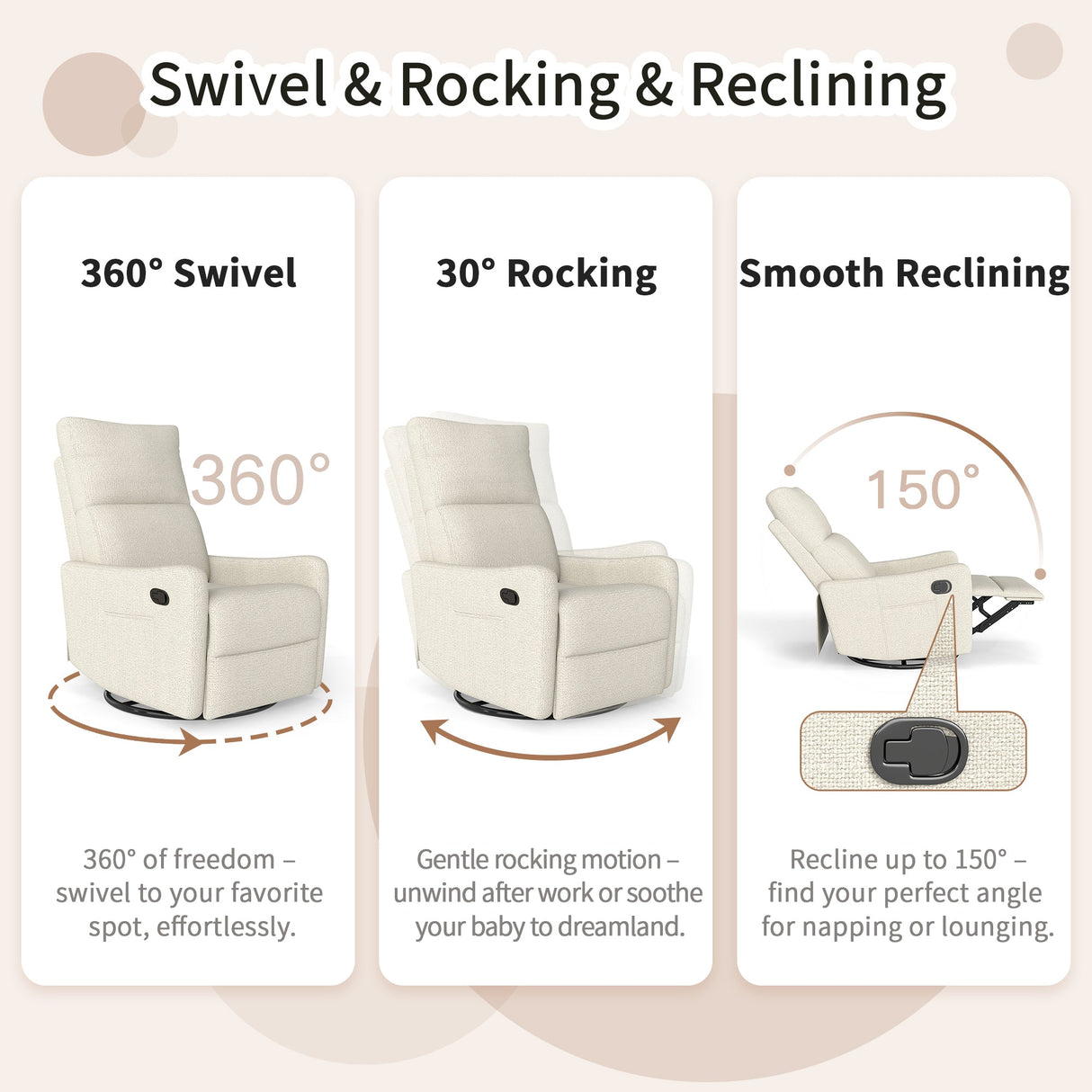 Manual Swivel Rocker Recliner Chair