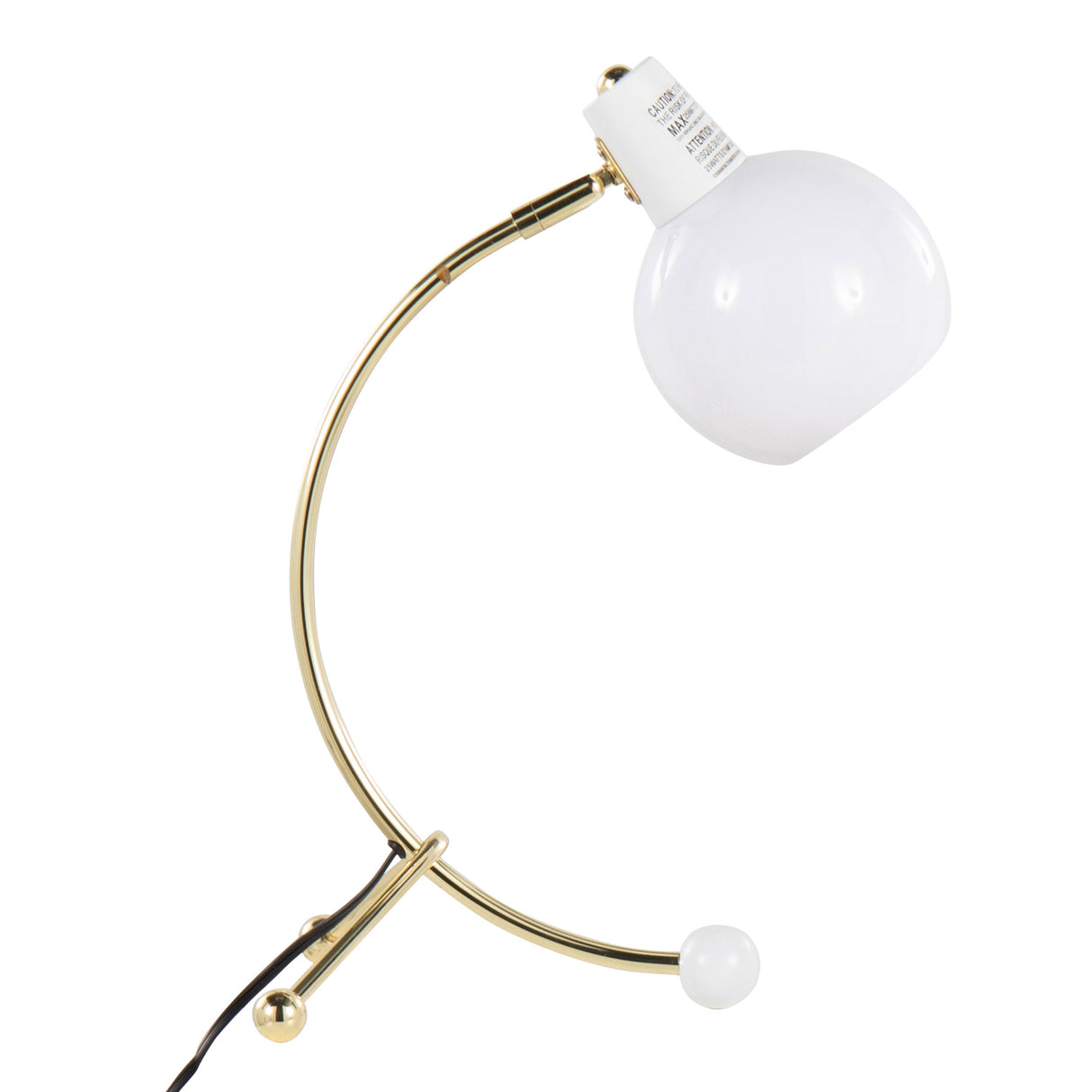Eileen Contemporary Task Lamp in Gold Metal and White Shade