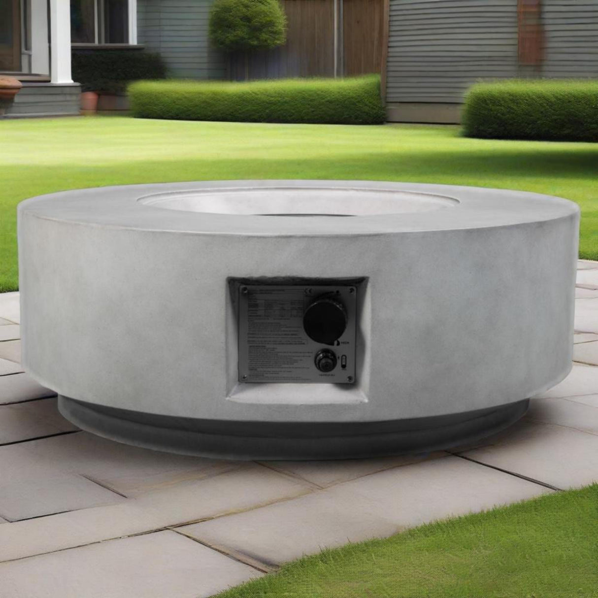 30" Propane Gas Fire Pit Table - 50000 BTU Round Concrete Fire Pit