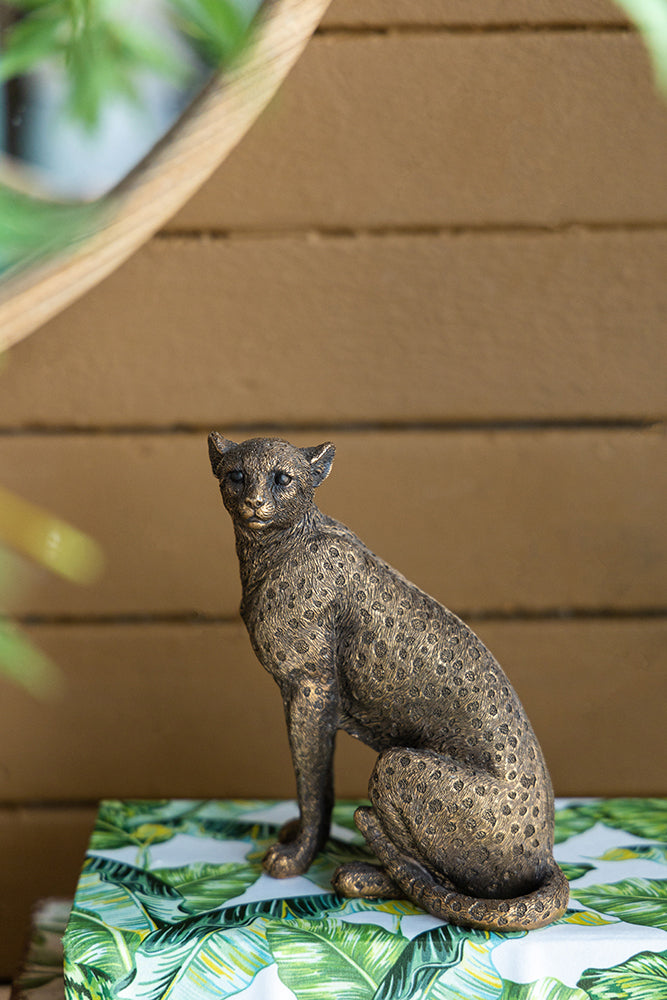 Copper Panther Animal Statue Decor