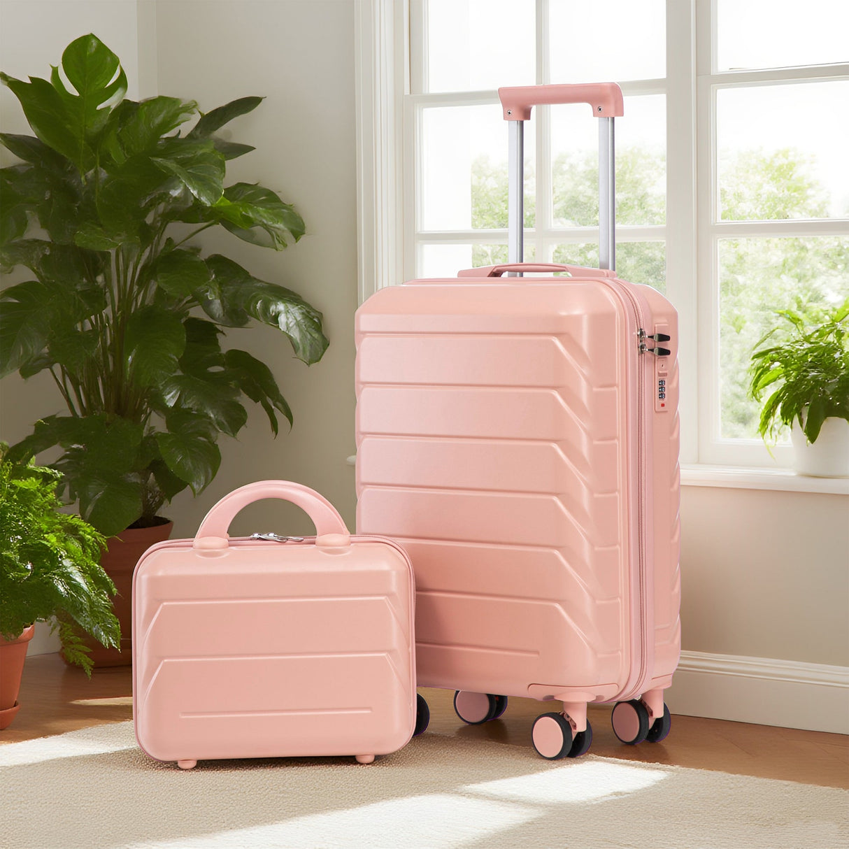 2-Piece ABS Spinner Wheel Luggage Set with Combination Lock