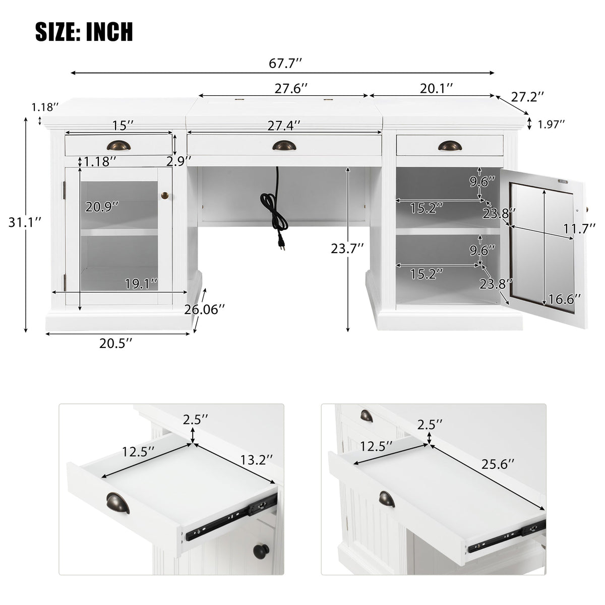 67" Modern Executive Desk