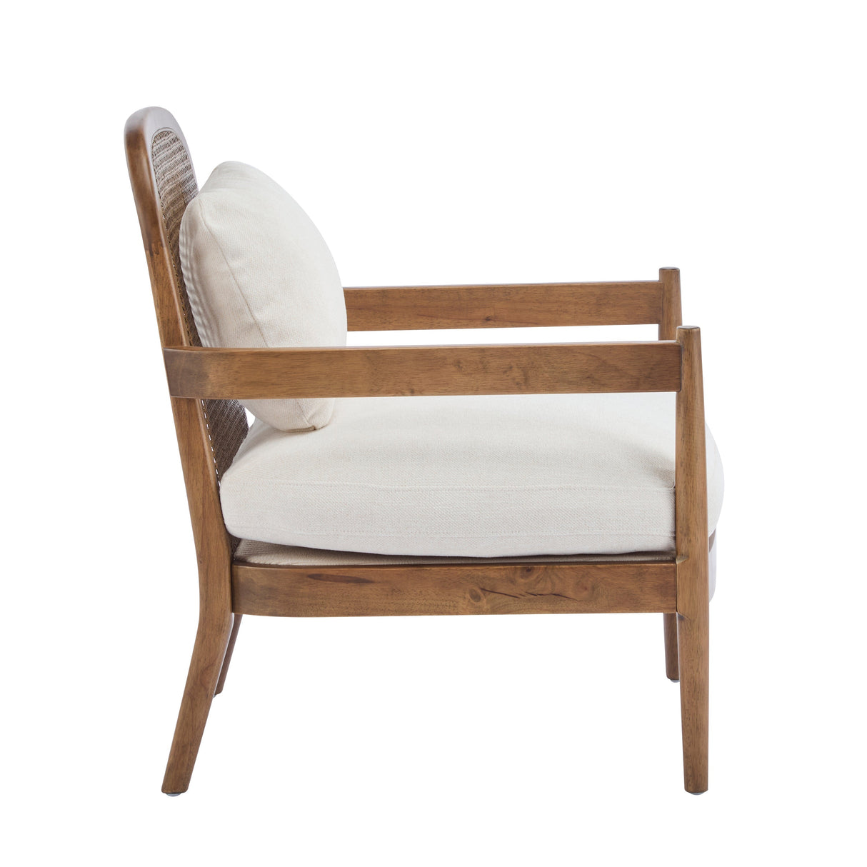Elliston Rattan Backrest Solid Wood Accent Chair with Cushions Set of 2