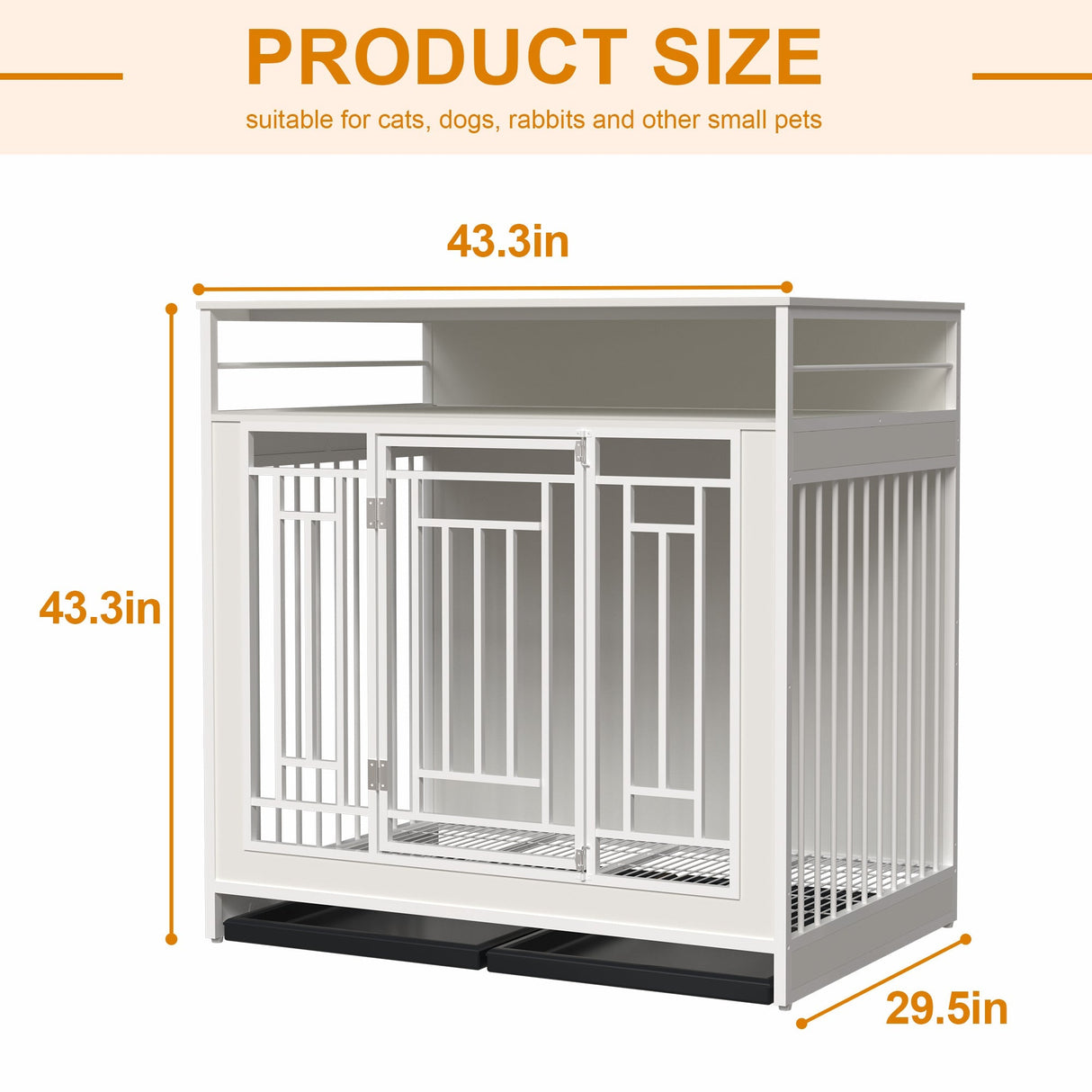 43.3 Inch Wooden Dog Crate Furniture with Divider and Storage