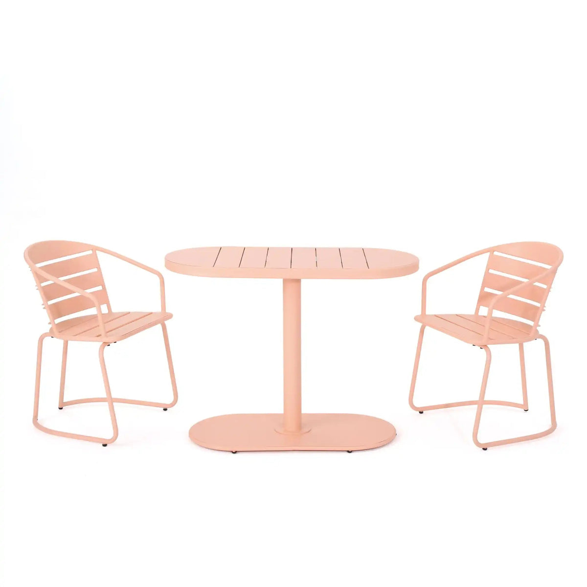 3 Piece Elegant Outdoor Bistro Set with 2 Chairs and Oval Table