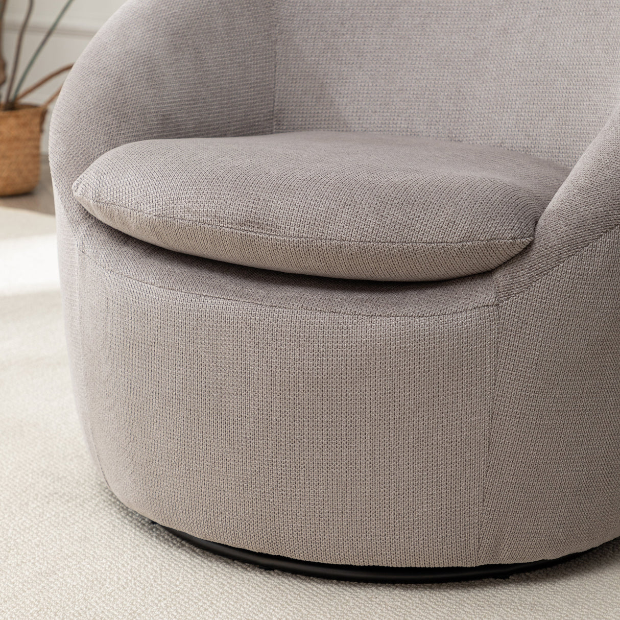 Winnie Modern Teddy Fabric Barrel Chair - 360° Swivel