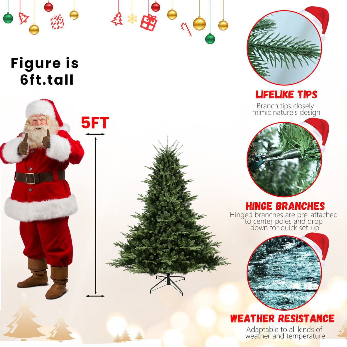 Full-Shaped 6 Ft Christmas Tree with 1673 PE/PVC Tips