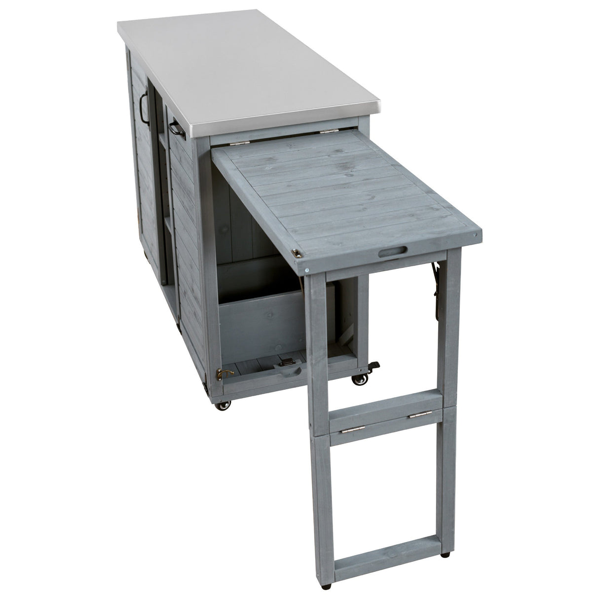 K&K 78.3' Outdoor Kitchen Island with Foldable Grill Table