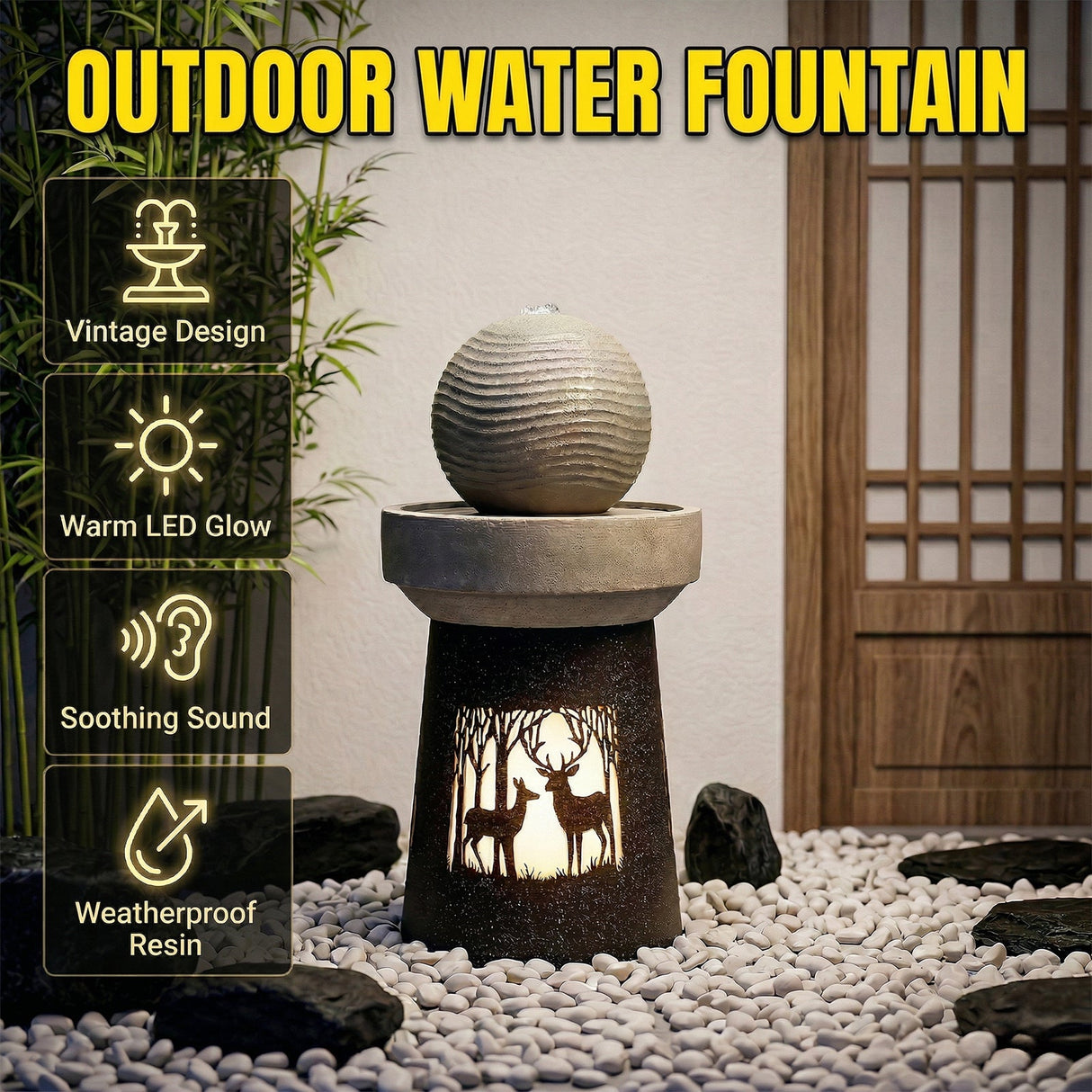 Outdoor Garden Lantern with Warm LED Light