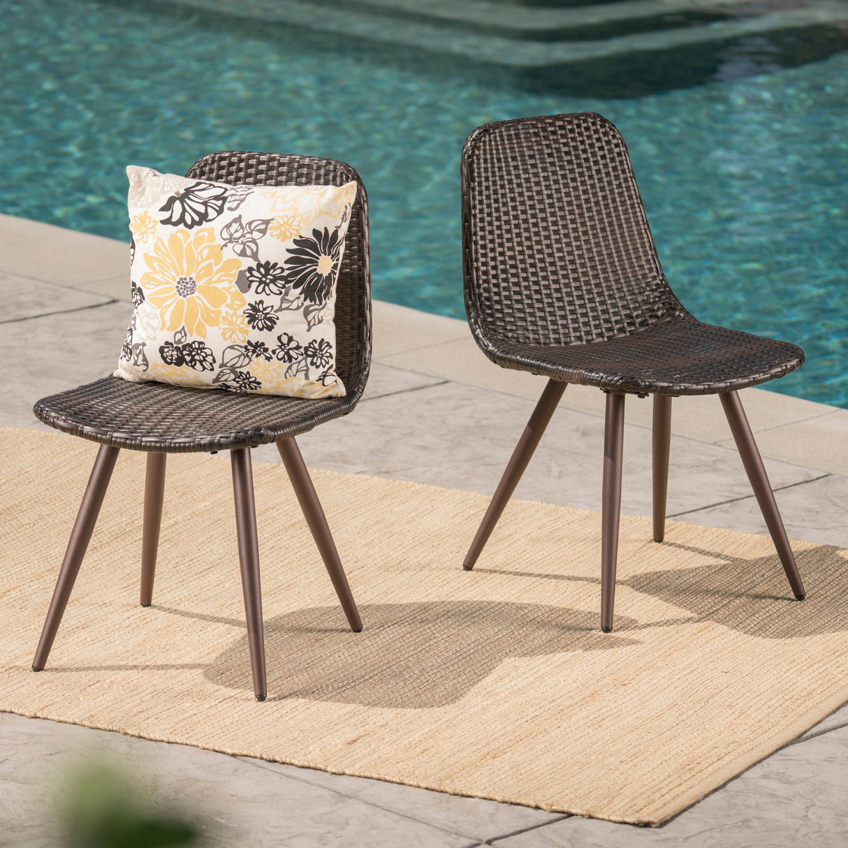 Dreamweaver Outdoor Dining Chair With Powder Coated Legs (Set of 2) - Brown