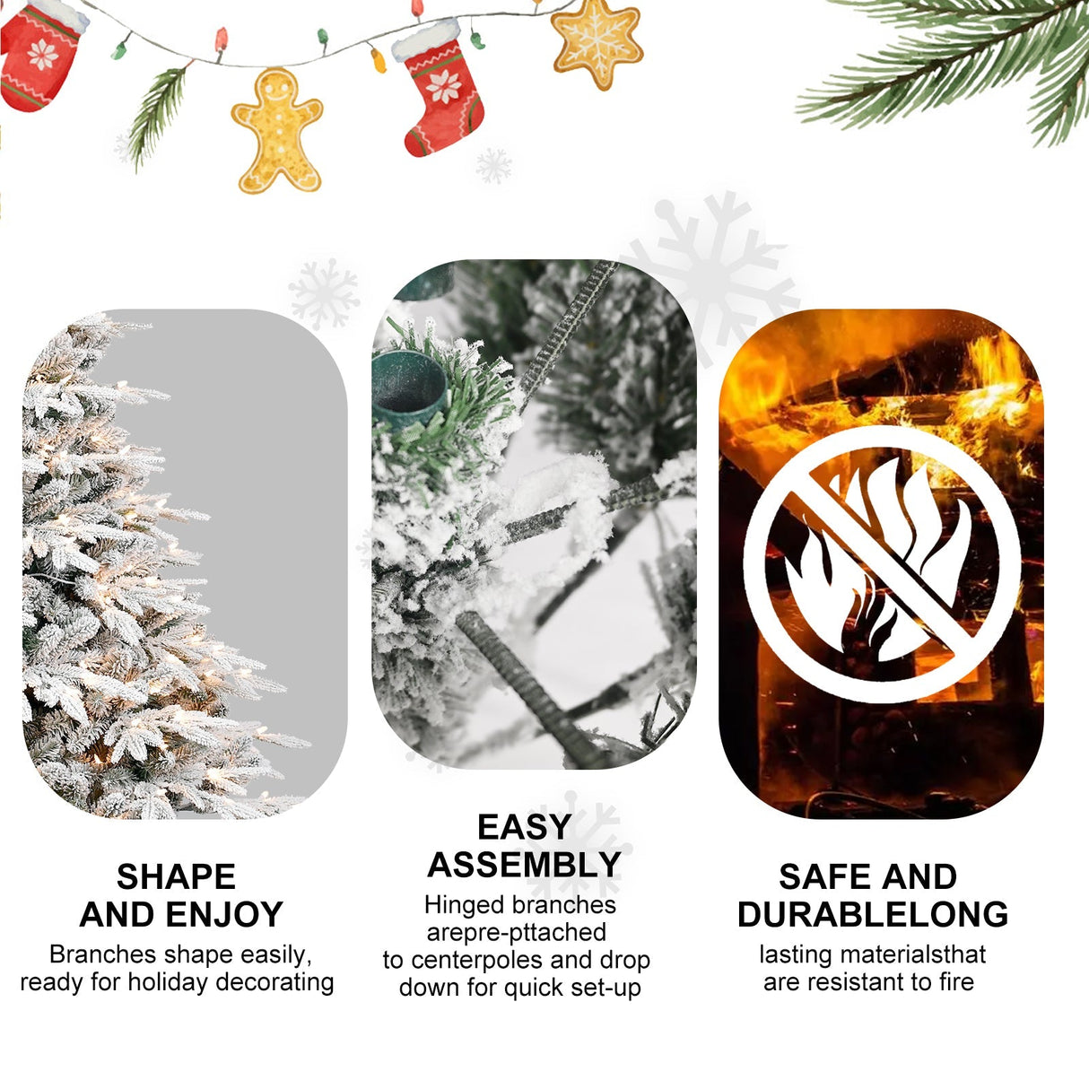 7.5ft Pre-Lit Flocked Artificial Christmas Tree