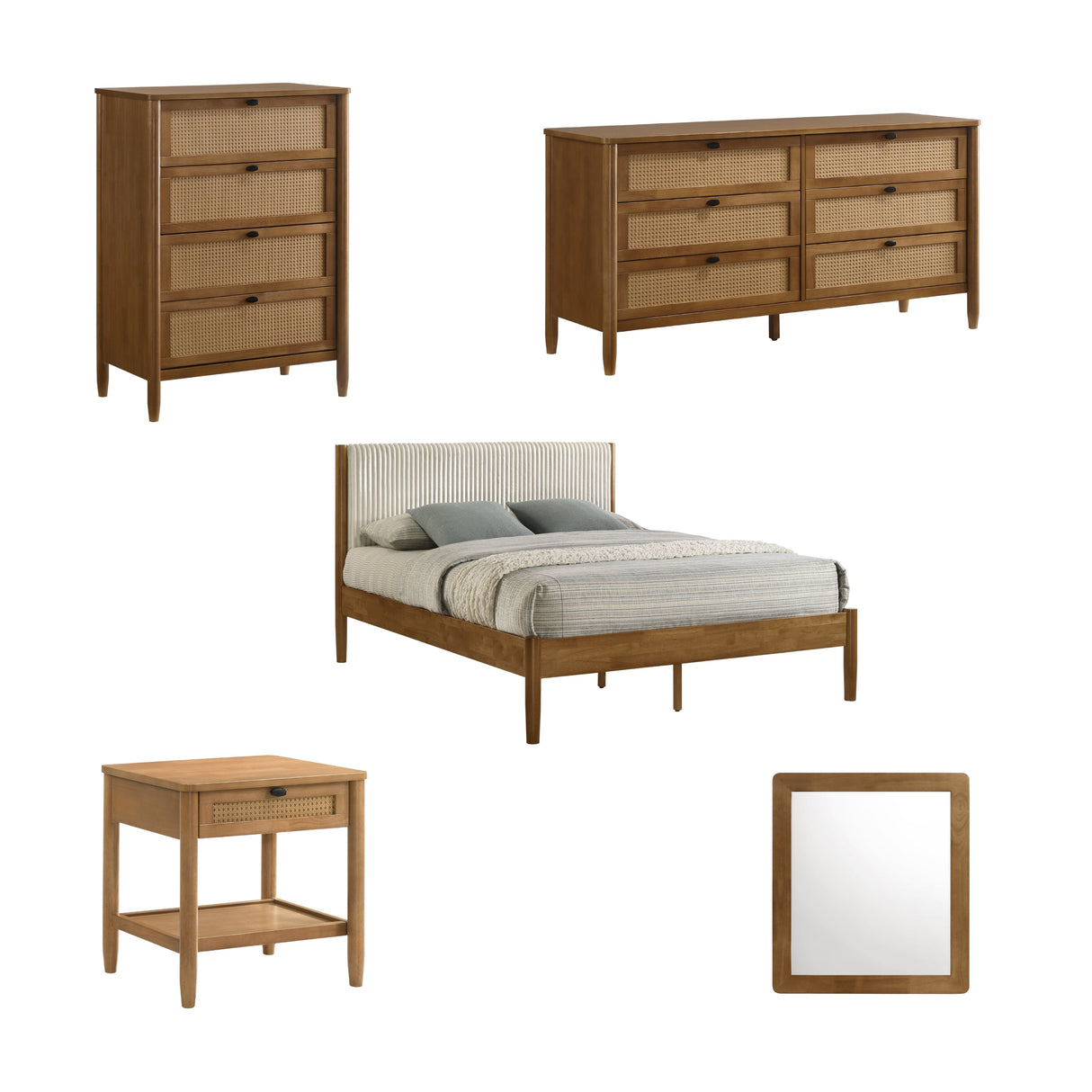 Vichy 5-Piece Rubberwood Queen Bedroom Set