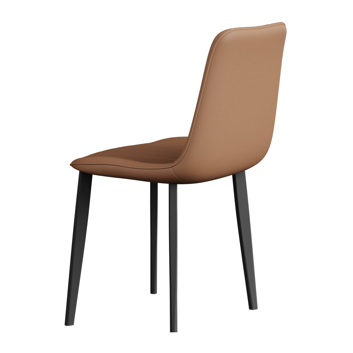 Brown PU Leather Dining Chair with Metal Legs - Set of 4