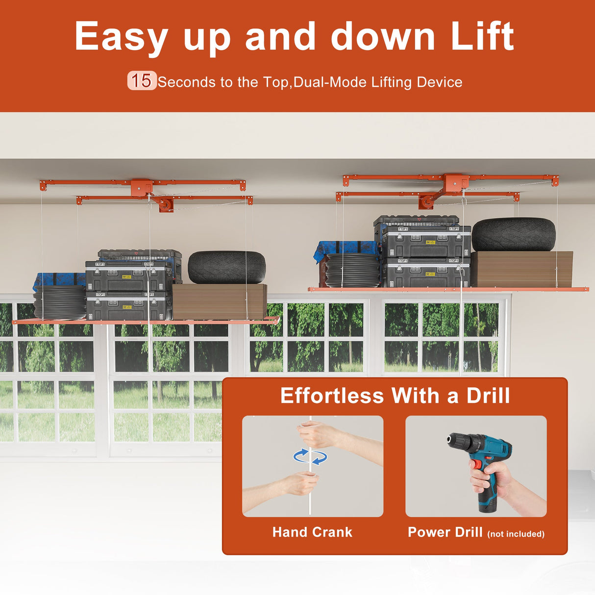 Orange Overhead Garage Storage Rack 3x6 FT