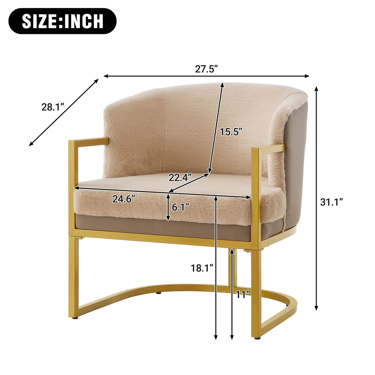 Upholstered Reading Accent Armchair for Living Room