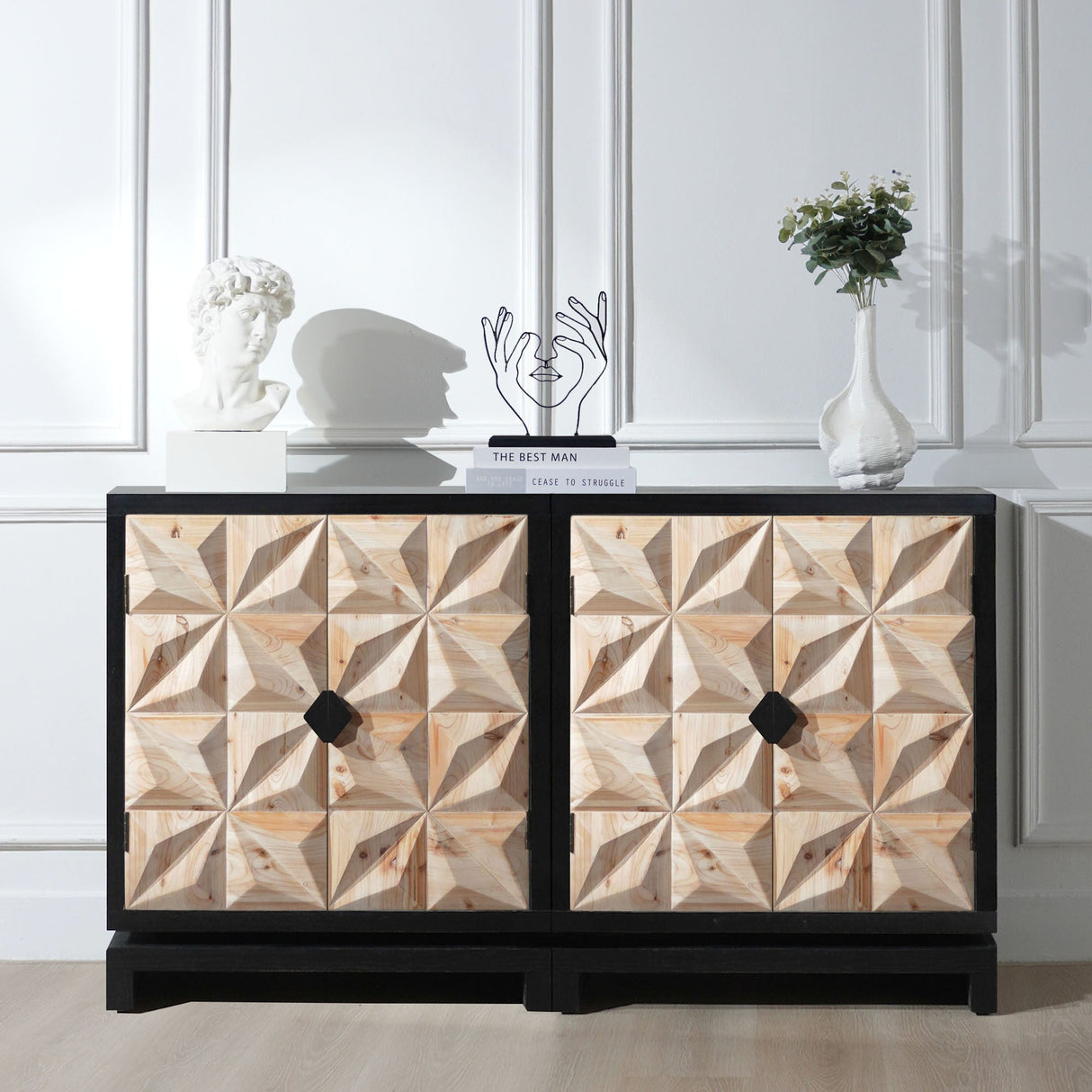 3D Geometric Double-Door Cabinet