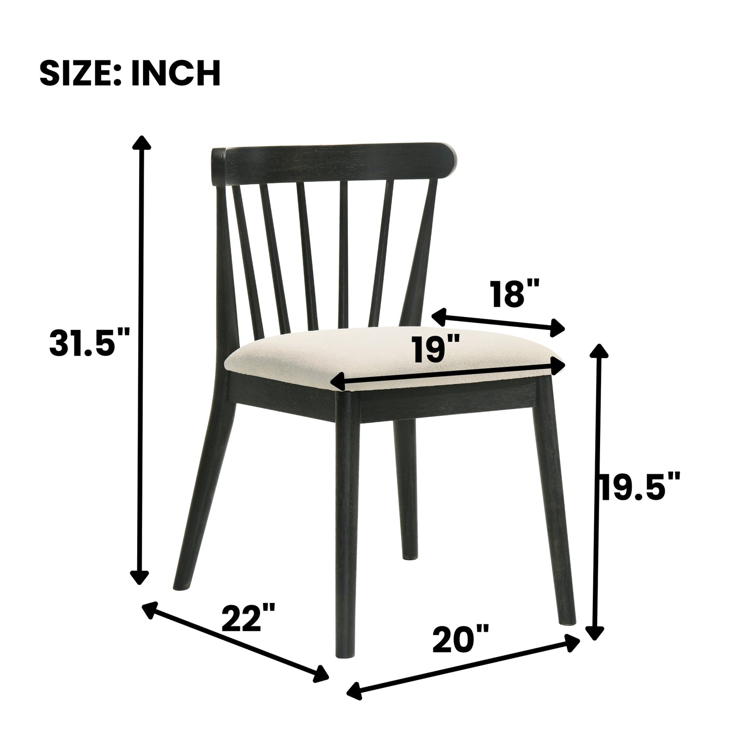 Modern Spindle Back Dining Chairs, Set of 2