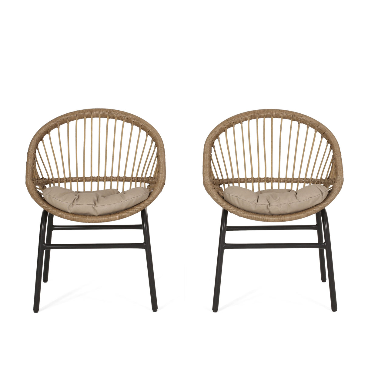Outdoor Accent Chair with Curved Back and Basket Frame – Set of 2