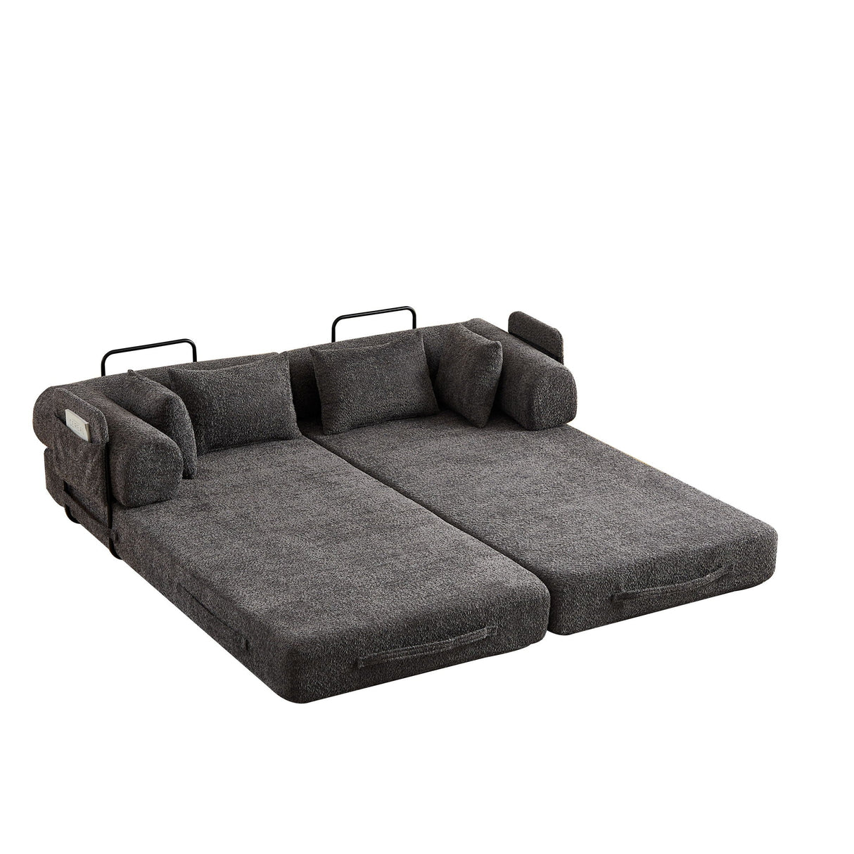 Convertible Sleeper Sofa Bed With Cylindrical Pillow