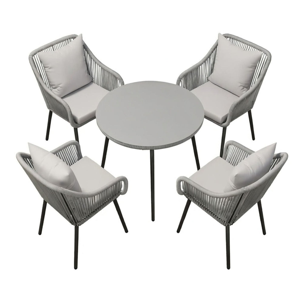 5 Piece Twisted Rattan Patio Dining Set With Table