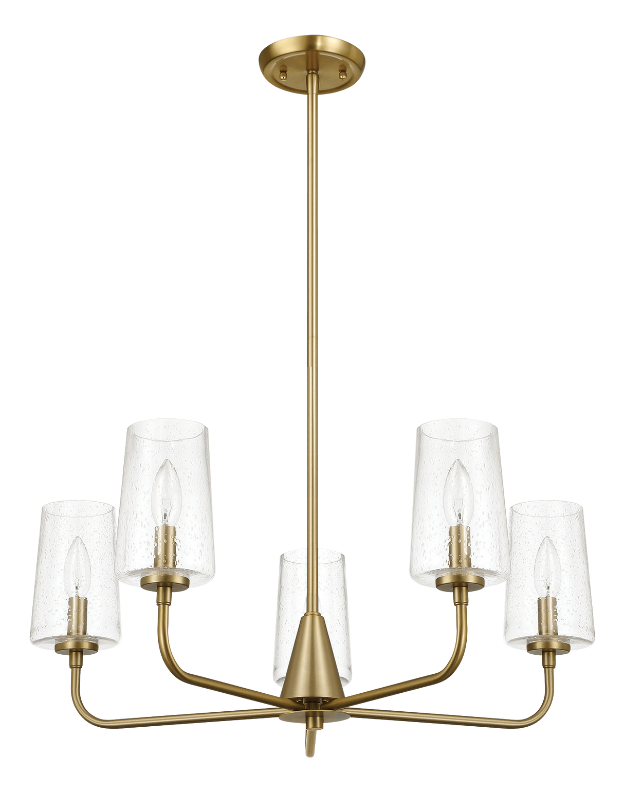 Dazzle Five Lights Chandelier With Clear Seeded Glass - Satin Brass