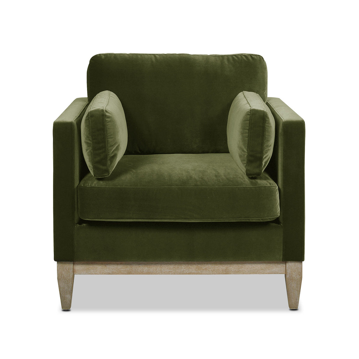 Brooding Upholstered Accent Chair with Arm Cushions and Wood Legs