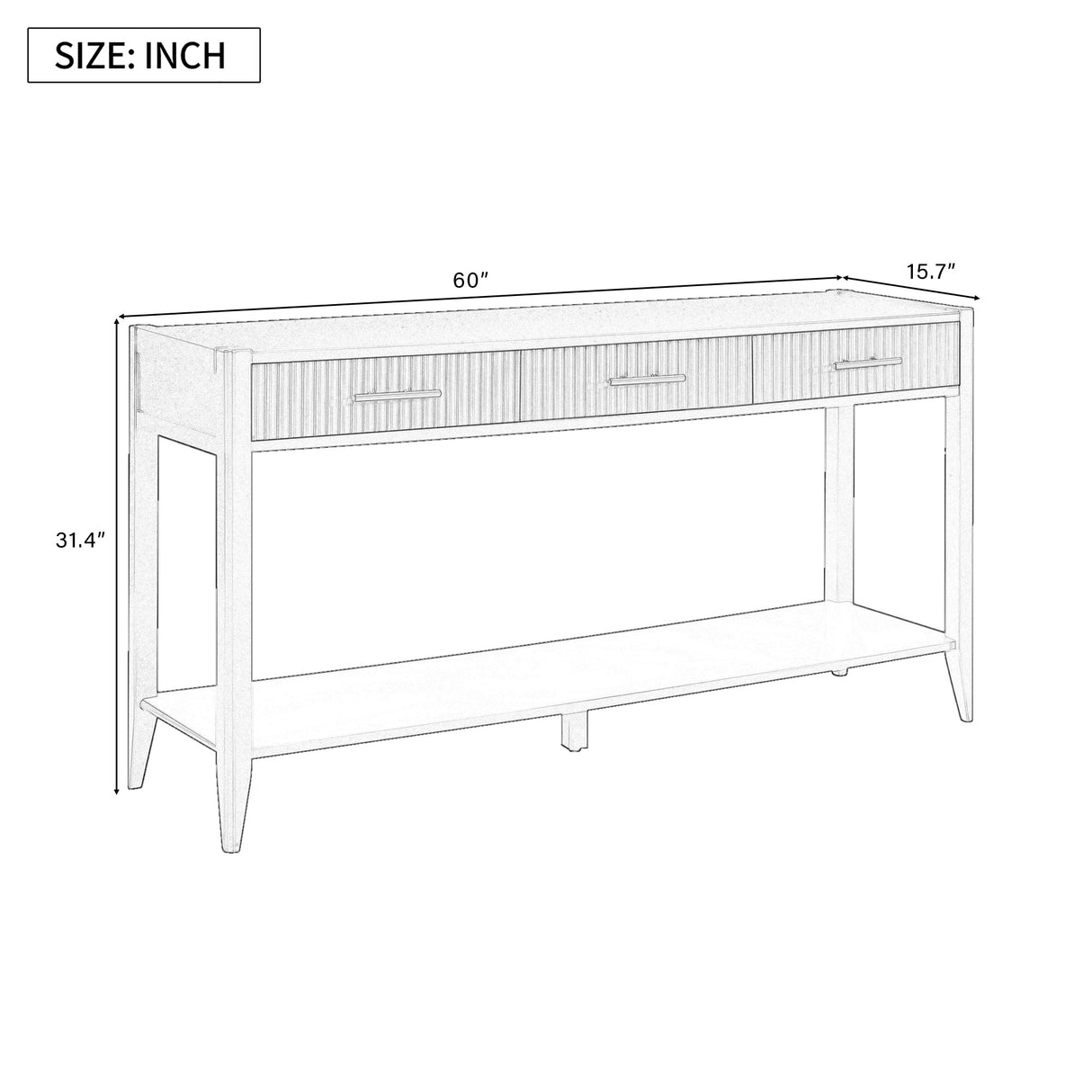 U_STYLE 60" Painted Console Table with 3 Drawers