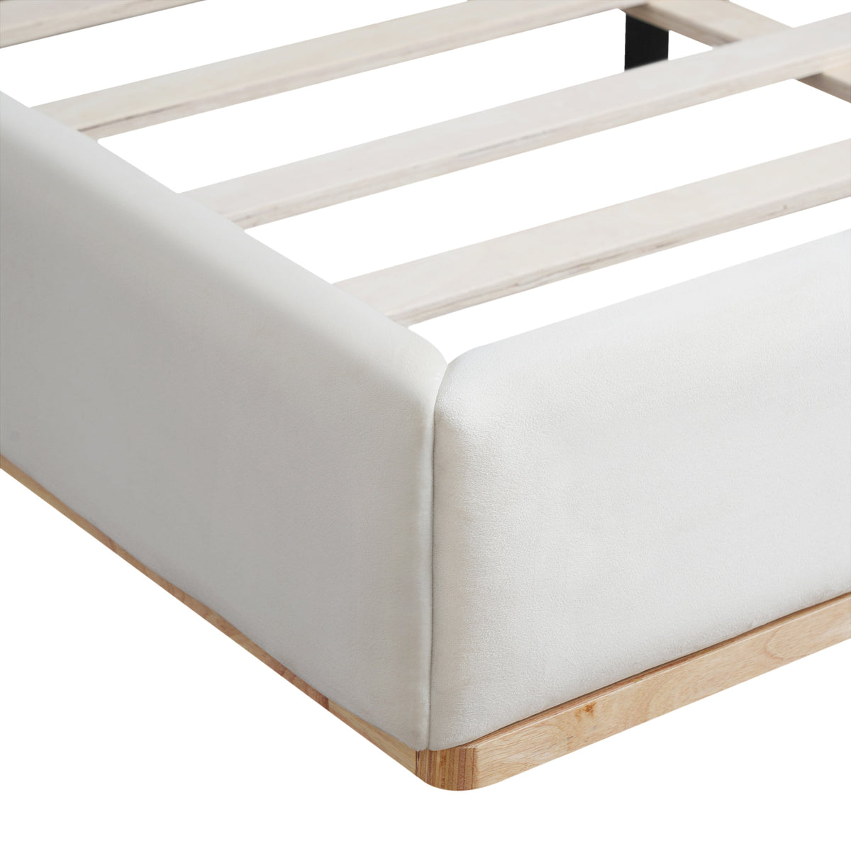 Elegant Upholstered Bed With Solid Wood Frame - Queen