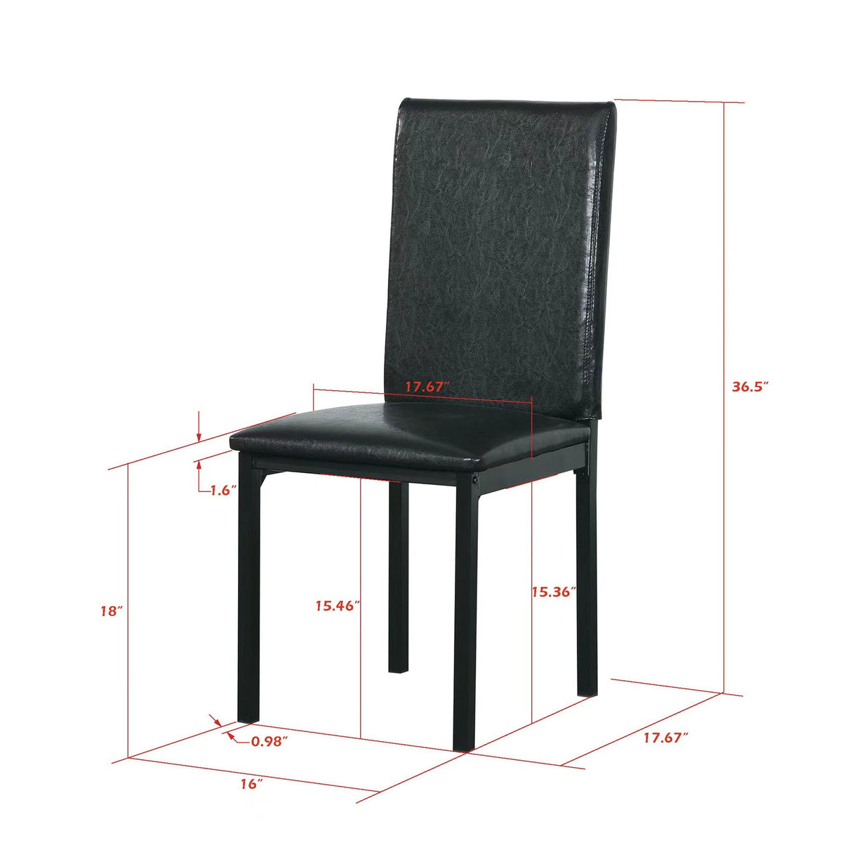 5 Piece Dinning Set With Faux Marble Top, Table & 4 Chairs - Black