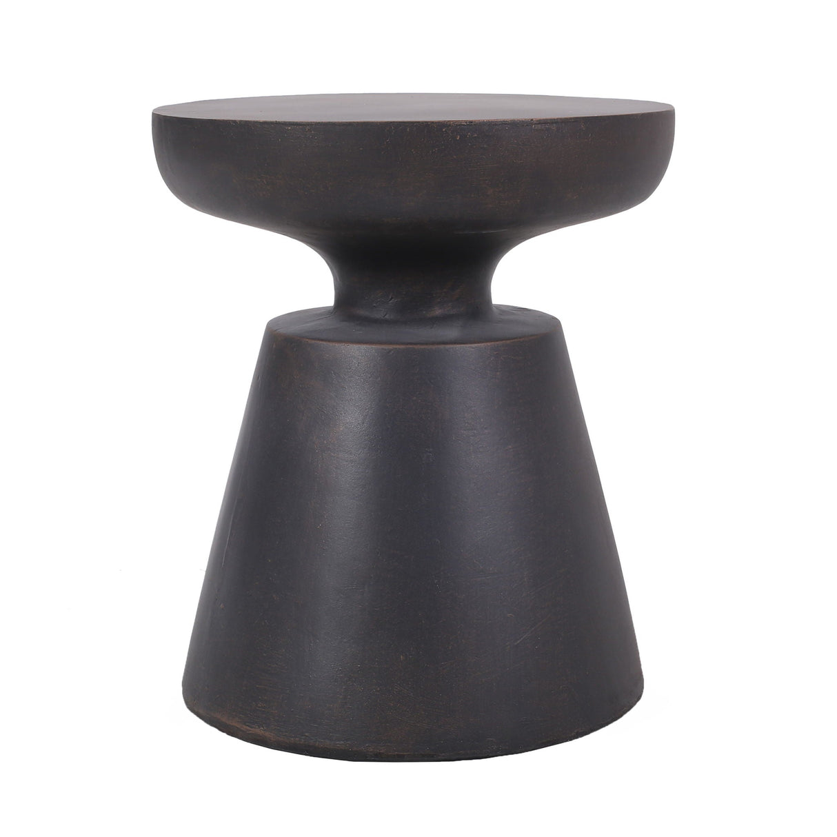 Outdoor Lightweight Concrete End Table With Half Sphere Top - Copper