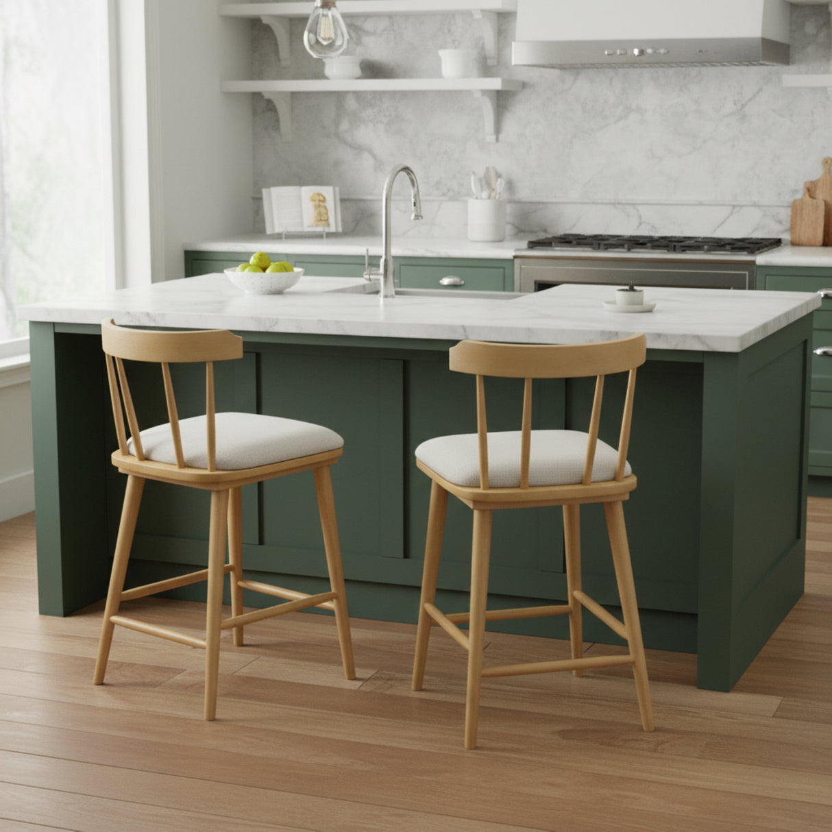 Olivia Indoor Wooden Upholstered Counter Stool