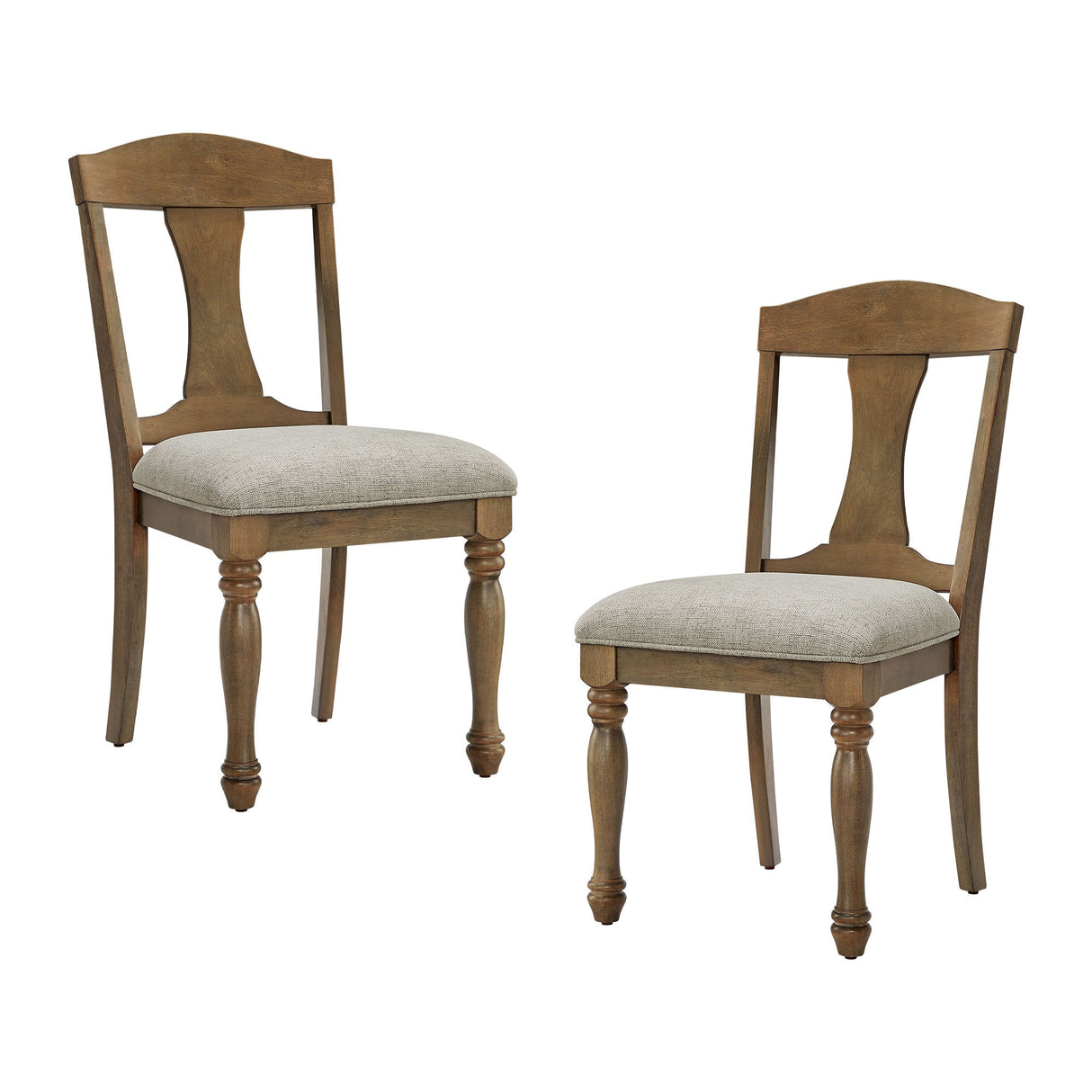 Wooden Frame Upholstered Dining Chairs, Set of 2