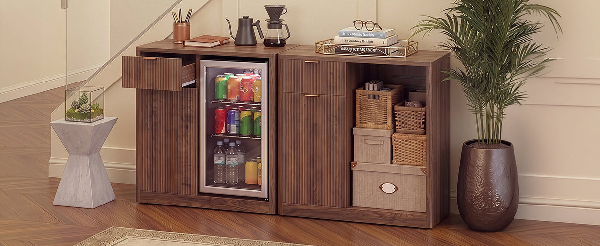 K&K 39.4" Coffee Bar Cabinet with Fridge Space