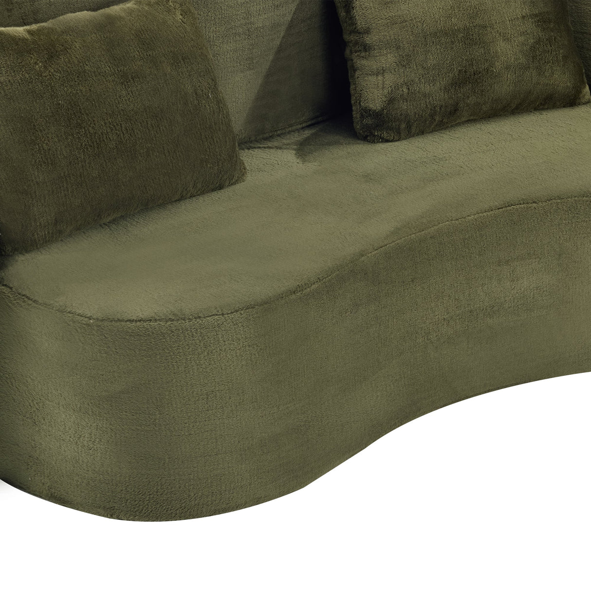 71-Inch Folding Sofa Bed in Green Plush Faux Fur