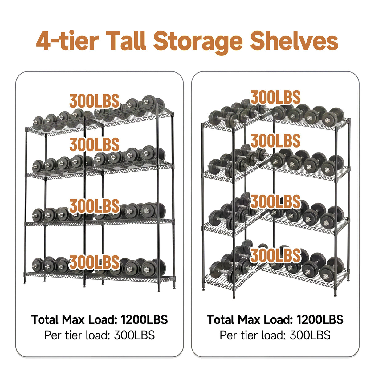 4 Tiers Metal Storage Shelves