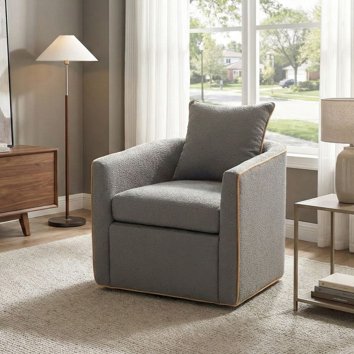 Swivel Accent Chair with Rotating Base for Living Room