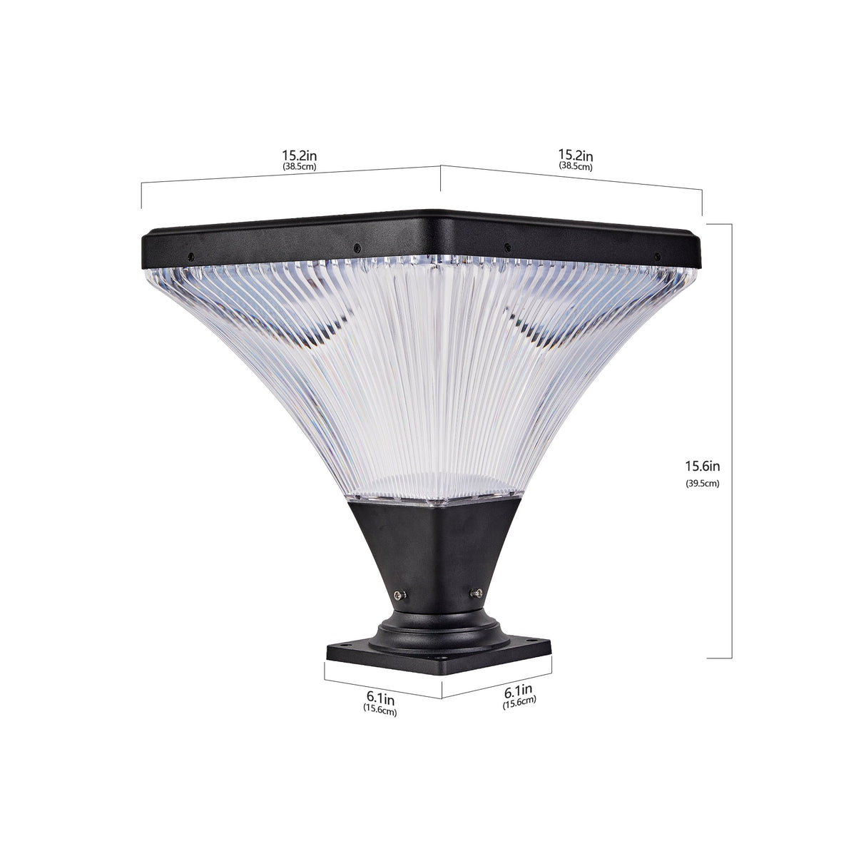 15" Black Outdoor Post Light - LED with Remote Control