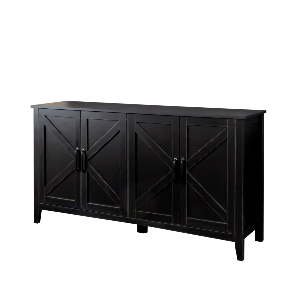 Cabinet With 4 Doors and 4 Open Shelves Freestanding Sideboard