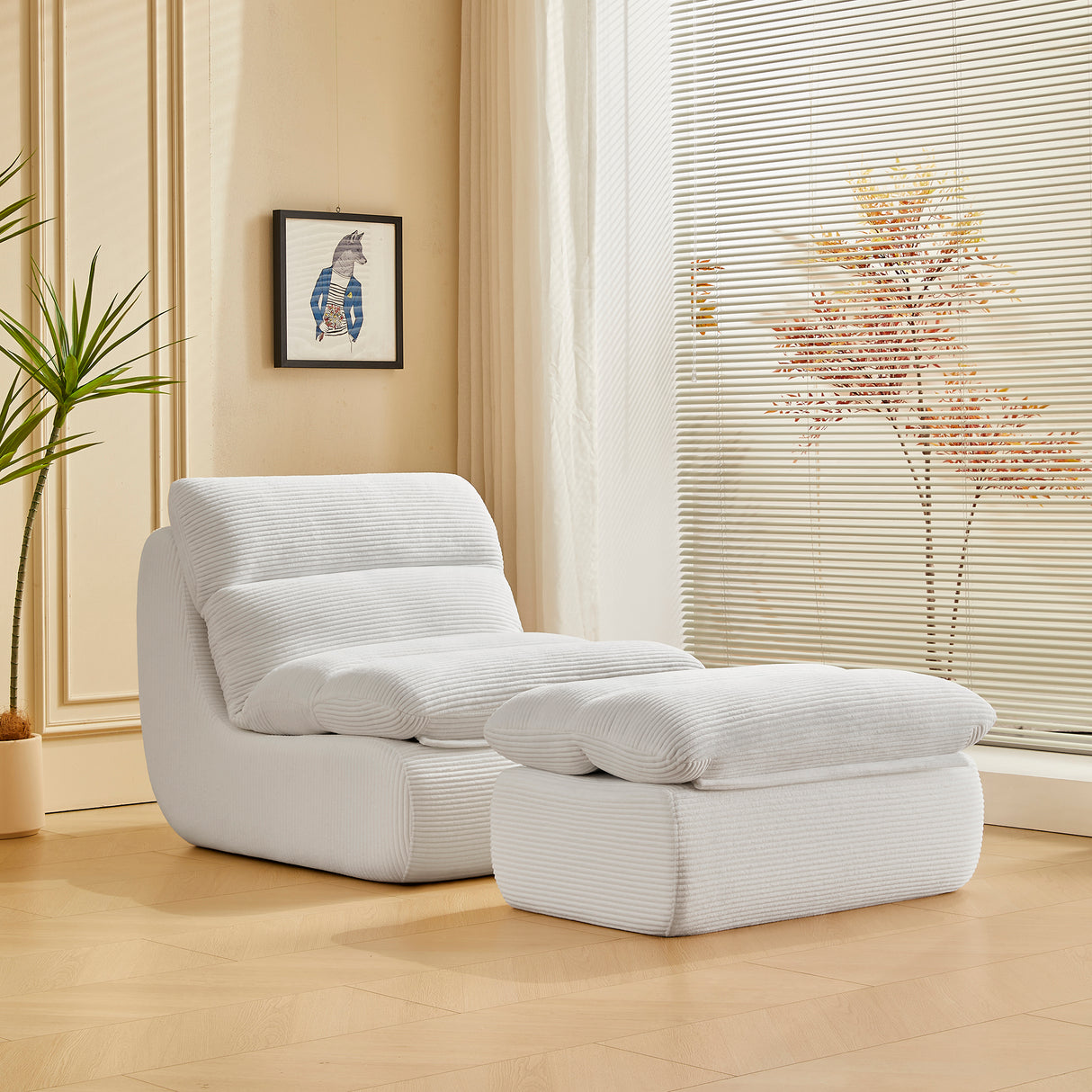 Modern Compressed Lounge Chair with Ottoman