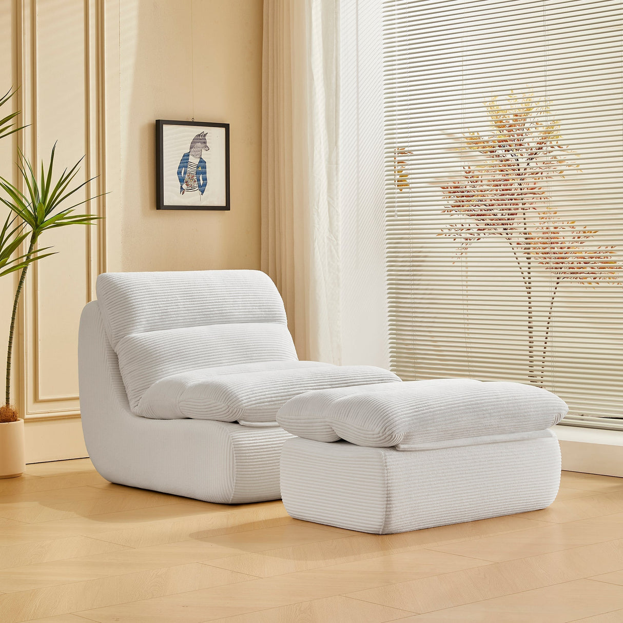 Modern Compressed Lounge Chair with Ottoman
